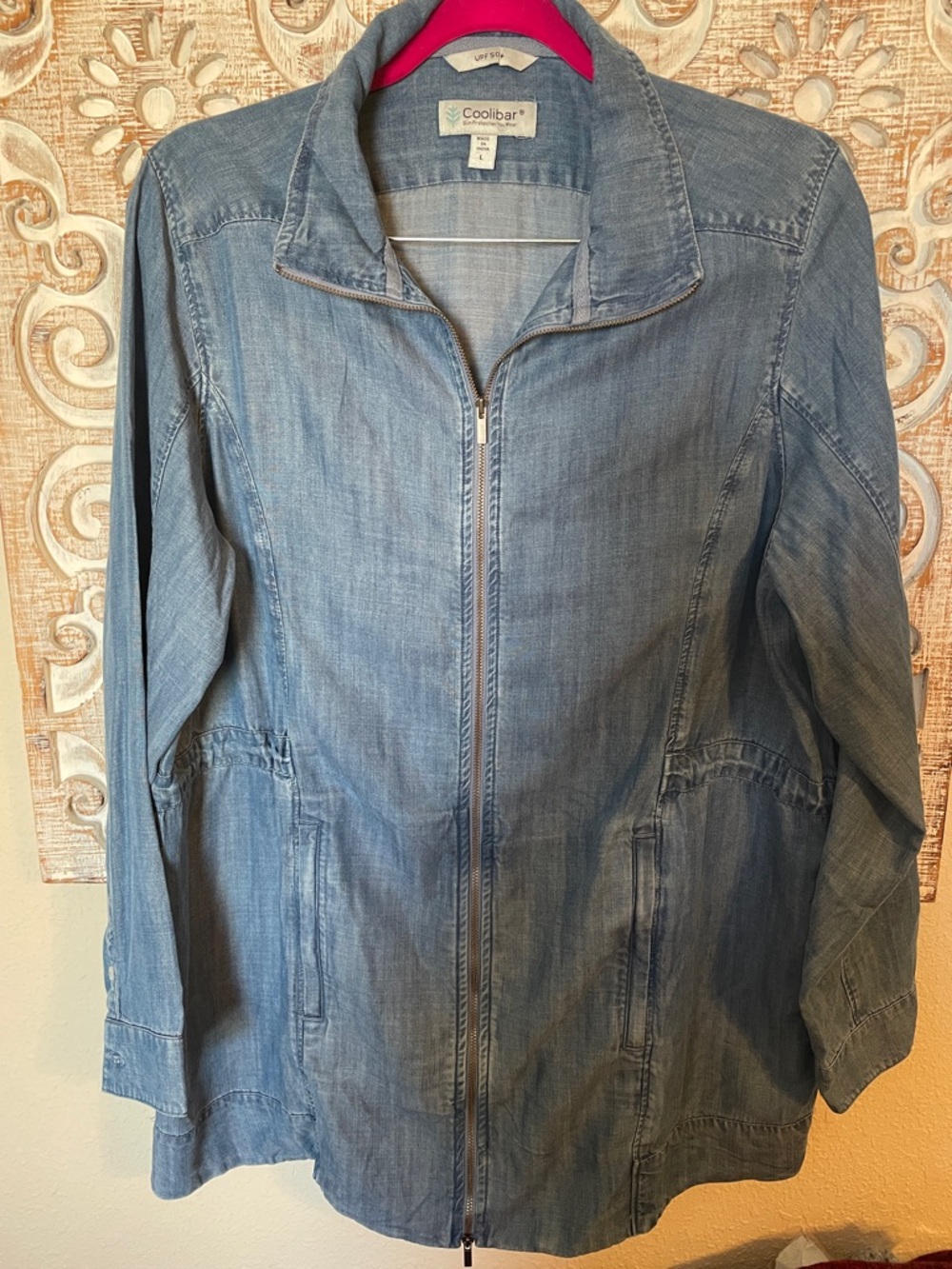 Coolibar Light Wash Denim Zip Jacket